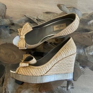 Vintage Valentino wedge bow heels